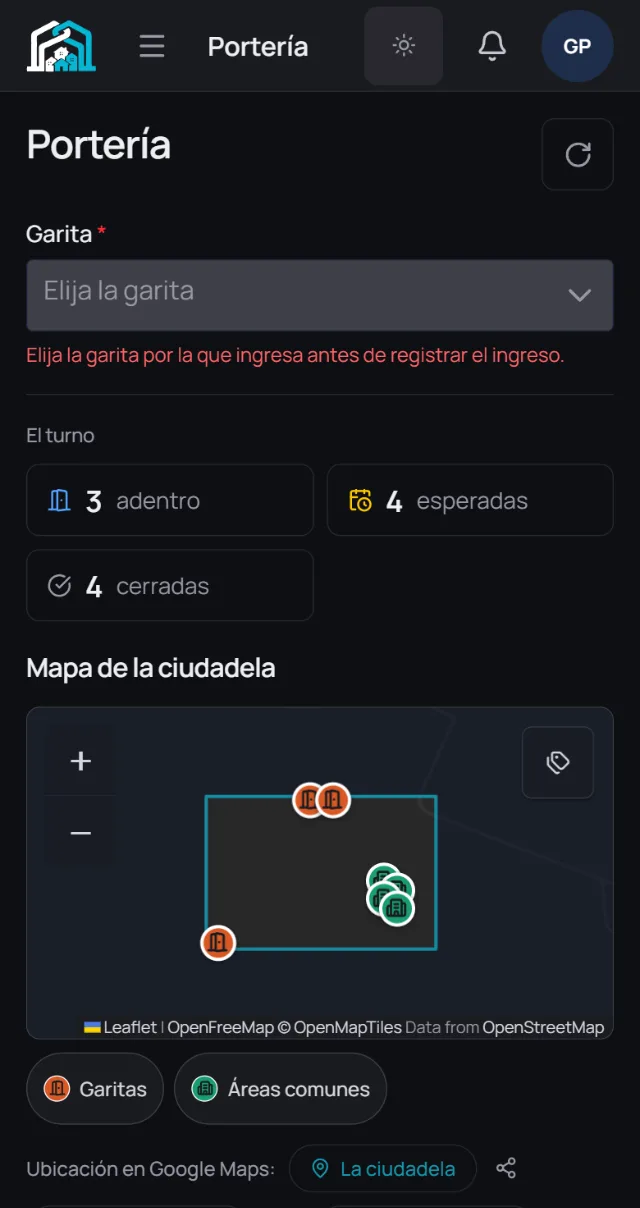 tablero de garita