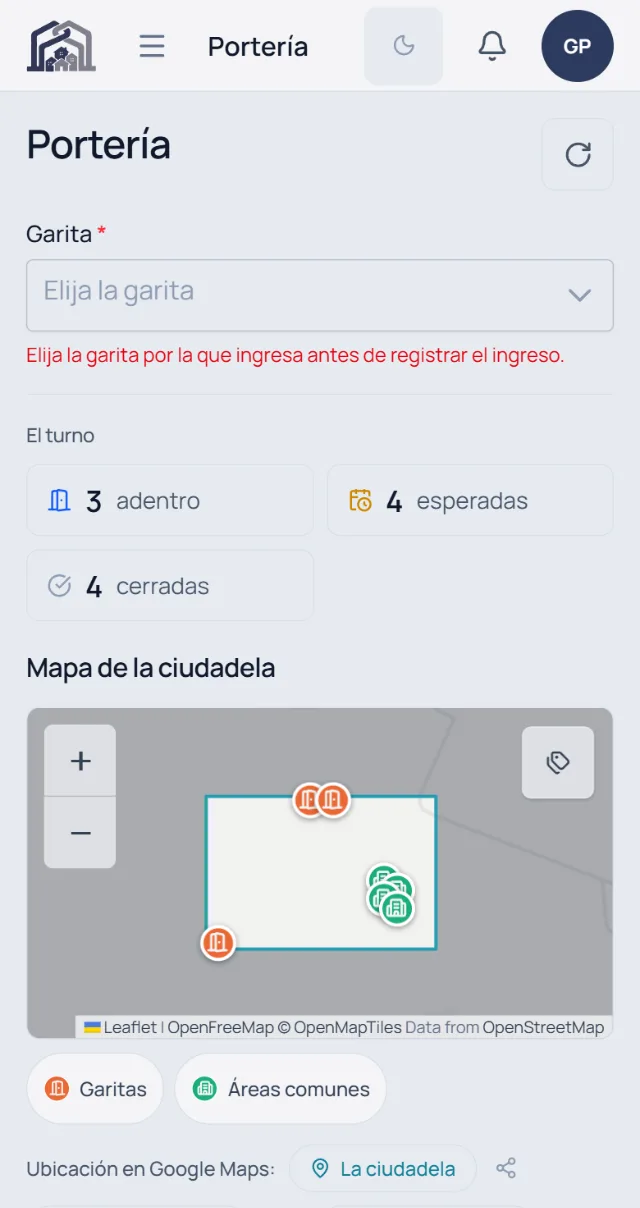 tablero de garita