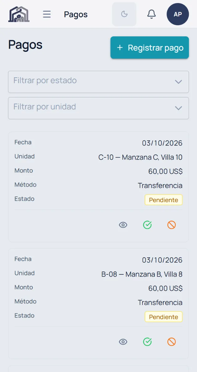 pagos con comprobante pendiente