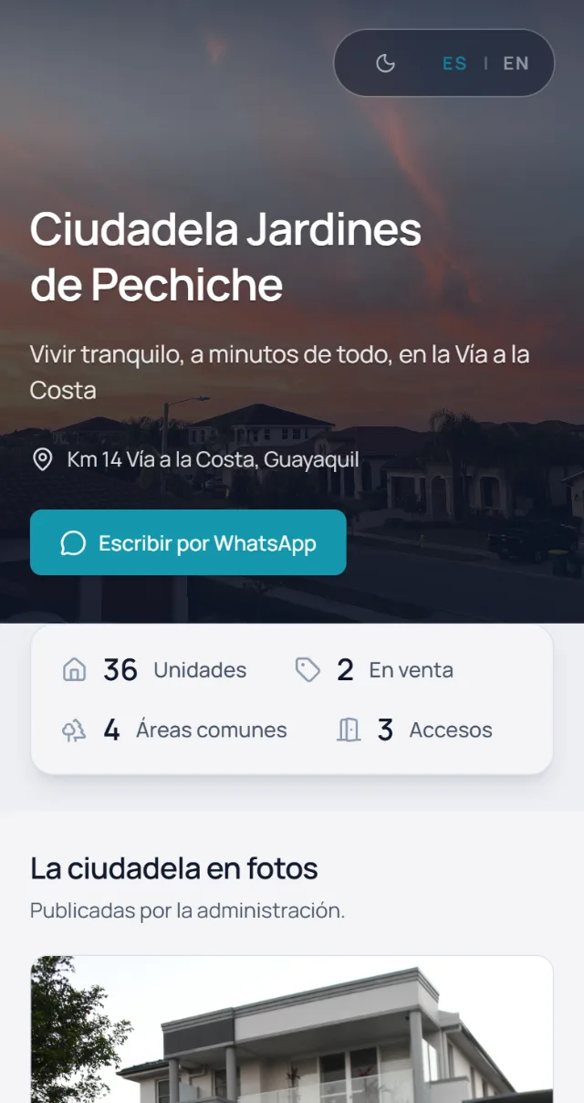 página pública con mapa